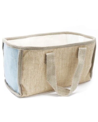 Cesta grande de yute - 33x18x20cm - Azul
