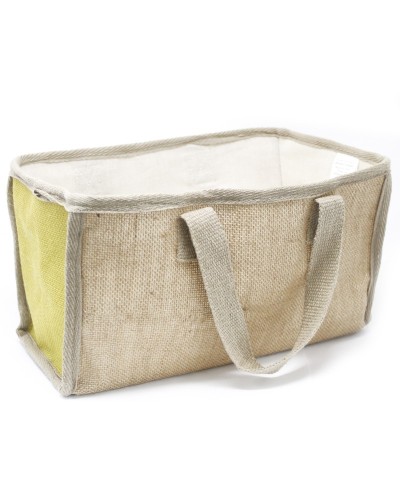 Cesta grande de yute - 33x18x20cm - Amarillo