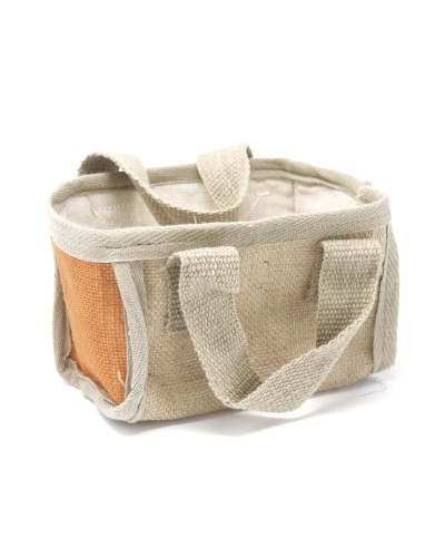 Cesta pequeña de yute - 16x10x12cm - Naranja