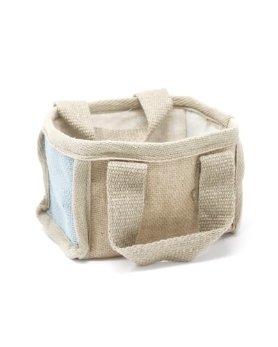 Cesta pequeña de yute - 16x10x12cm - Azul