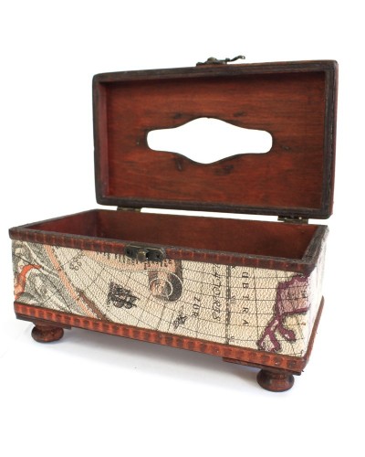 Mapa Antiguo de Caja de Pañuelos con Patas