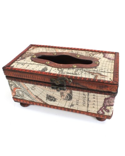Mapa Antiguo de Caja de Pañuelos con Patas