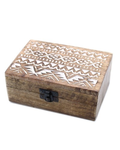 Caja de Madera Blanca - 4x4 Diseño Azteca