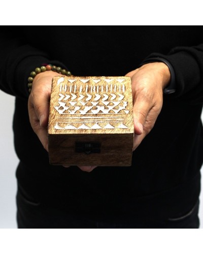 Caja de Madera Blanca - 4x4 Diseño Azteca