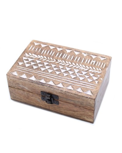 Caja de Madera Blanca - 6x4 Aztec Design