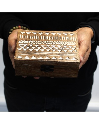 Caja de Madera Blanca - 6x4 Aztec Design