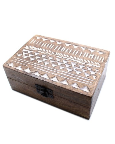Caja de Madera Blanca - 6x4 Aztec Design