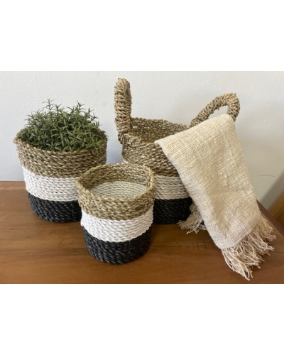 Juego de cestas de algas marinas - Gris oscuro / Blanco / Natural