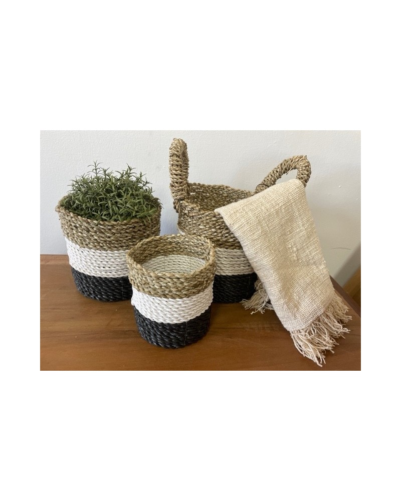 Juego de cestas de algas marinas - Gris oscuro / Blanco / Natural