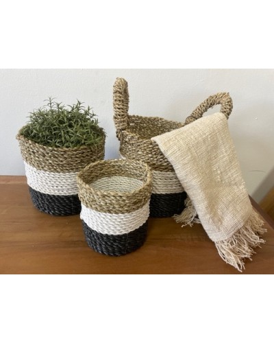 Juego de cestas de algas marinas - Gris oscuro / Blanco / Natural