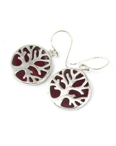 Aretes Plata de Árbol de la Vida 15mm - Efecto Coral