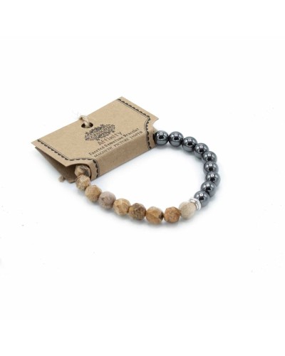 Pulsera de Piedra Preciosa Tallada - Jaspe Rayado Magnético