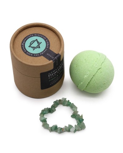 Bomba de baño con pulsera de gemas de aventurina verde