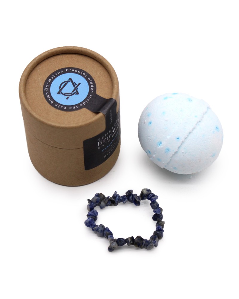 Bomba de baño con pulsera de gemas de sodalita