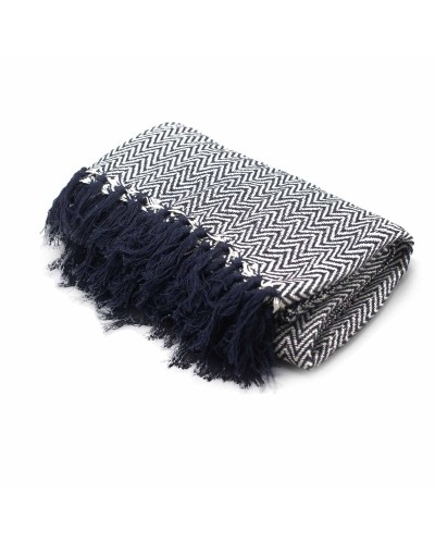 Mantas Boho Comfort - 125x150cm - Azul marino Zigzag
