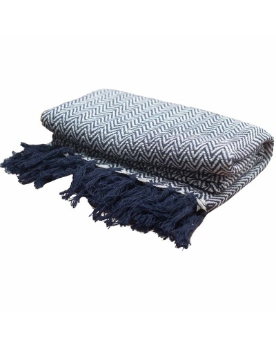 Mantas Boho Comfort - 125x150cm - Azul marino Zigzag