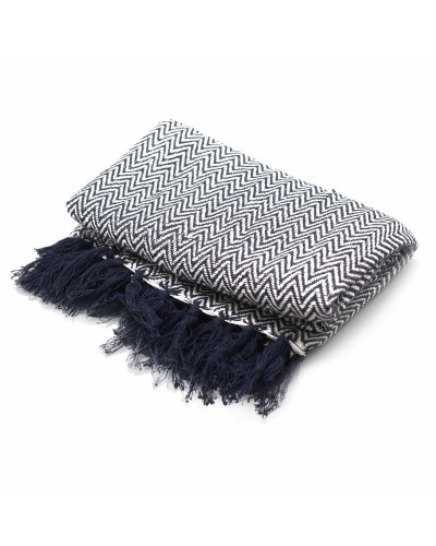 Mantas Boho Comfort - 125x150cm - Azul marino Zigzag