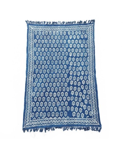 Manta índigo hecha a mano - 170x120cm - Flor de Chhota