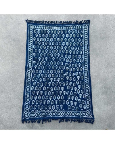 Manta índigo hecha a mano - 170x120cm - Flor de Chhota