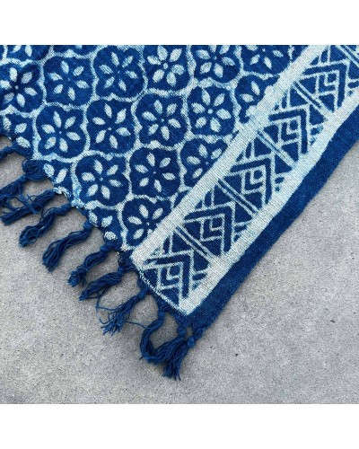 Camino de mesa índigo hecho a mano - 170x60cm - Madjid Tiles
