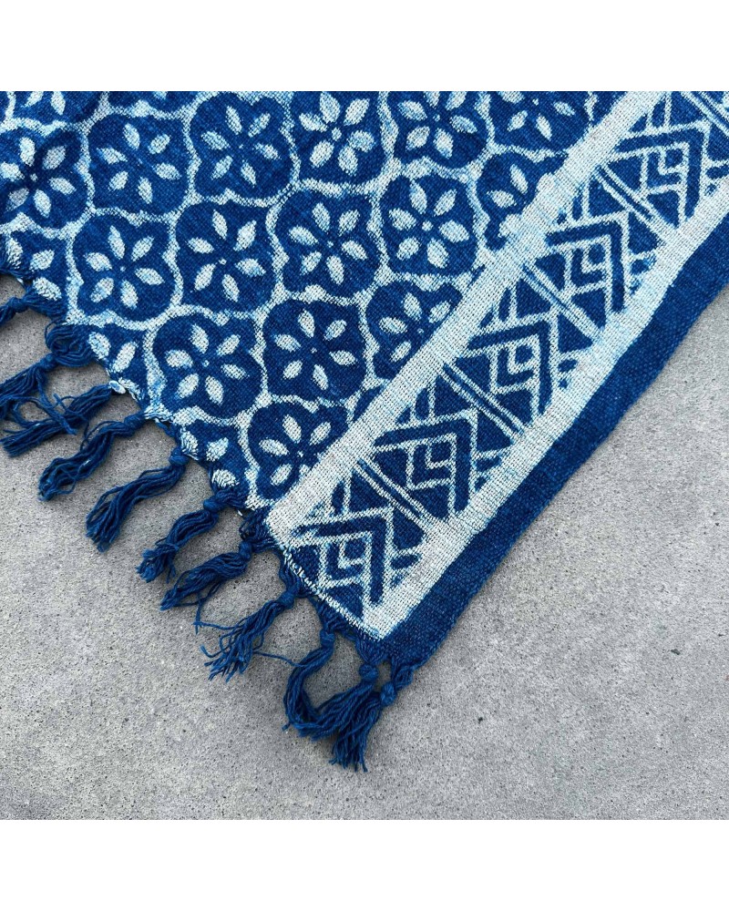Camino de mesa índigo hecho a mano - 170x60cm - Madjid Tiles
